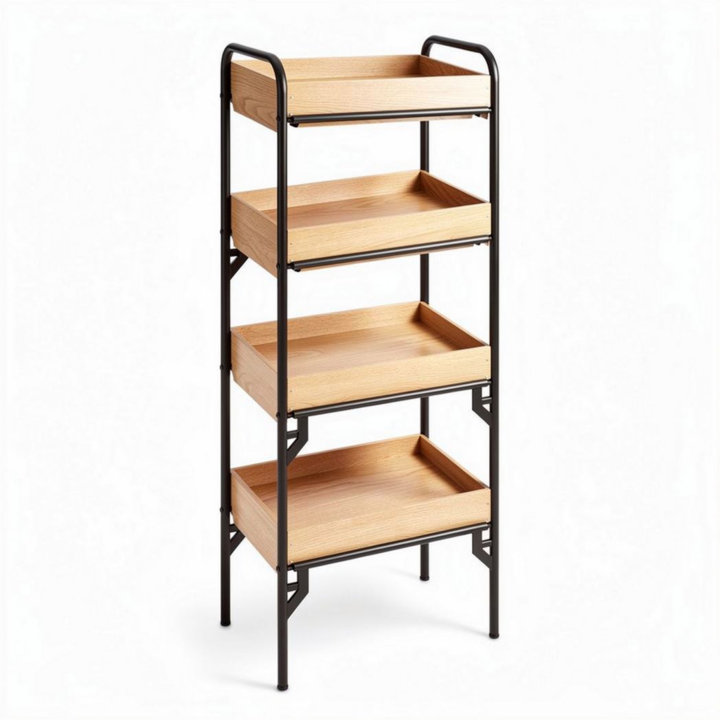 Étagère de rangement en bois et métal 80 x 40 x 30cm pour cuisine ou salon