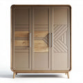 Armoire en bois avec portes en verre 120 x 60 x 180cm couleur beige
