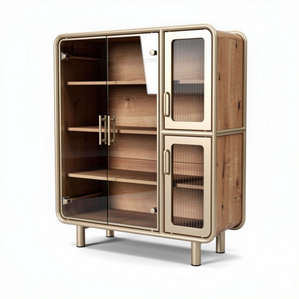Cabinet en bois avec portes vitrées 80 x 40 x 120cm pour rangement moderne