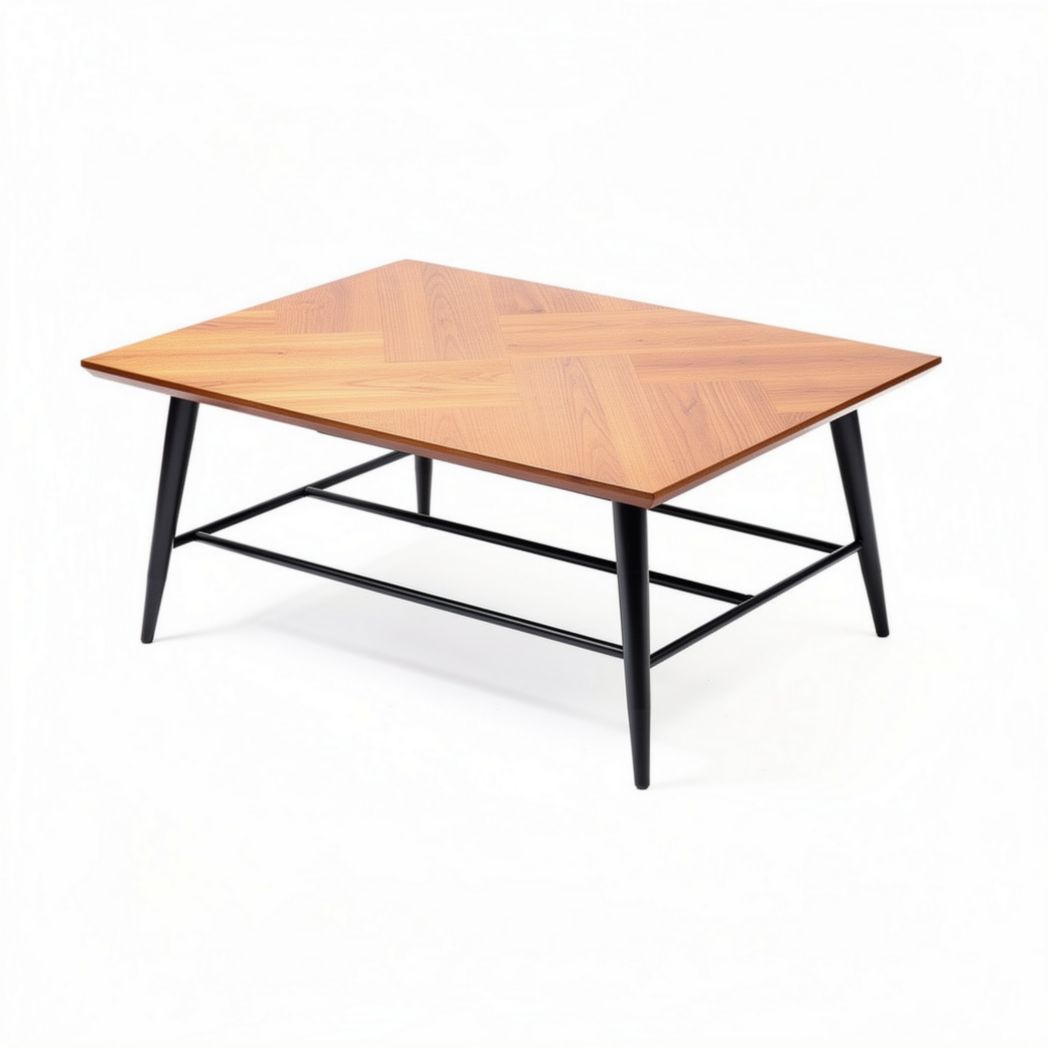 Table basse en bois de hêtre massif avec structure en métal noir 120 x 70 x 40cm