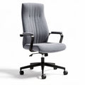 Chaise de bureau ergonomique en tissu gris avec accoudoirs et roulettes 60 x 60 x 120cm