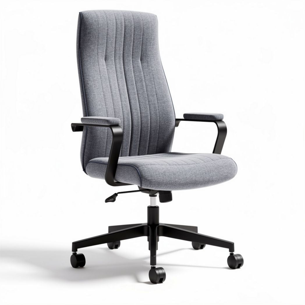 Chaise de bureau ergonomique en tissu gris avec accoudoirs et roulettes 60 x 60 x 120cm
