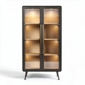 Vitrine en bois de chêne noir avec éclairage LED 80 x 40 x 180 cm