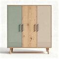 Buffet en bois de pin avec portes en vert et beige dimensions 80 x 40 x 90cm