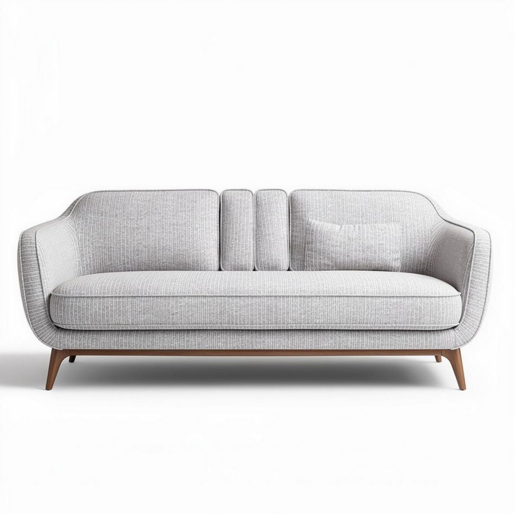 Canapé en tissu gris avec pieds en bois dimensions 200 x 90 x 85cm