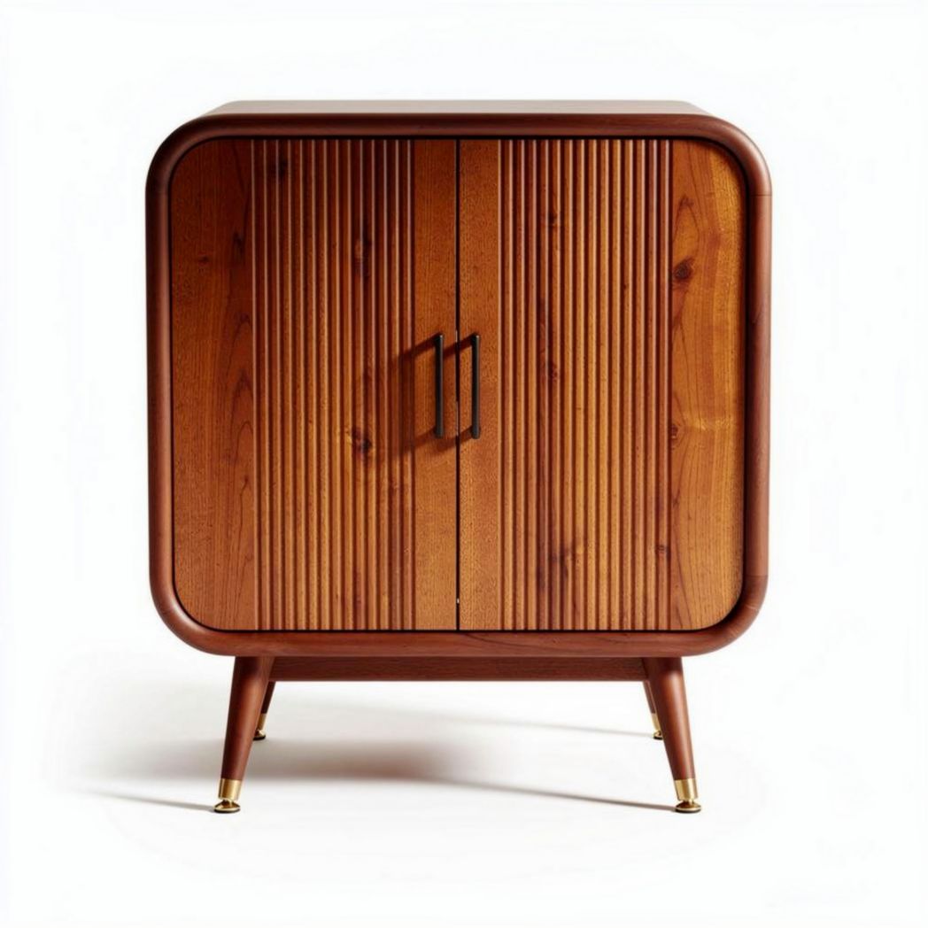Buffet en bois avec portes à lamelles dimensions 80 x 40 x 90cm couleur marron
